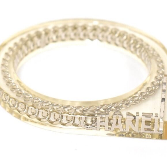 CHANEL Logos Clear Lucite Chain Bangle Bracelet 7.5" Gold Tone 97P Auth #10989 - Picture 13 of 16